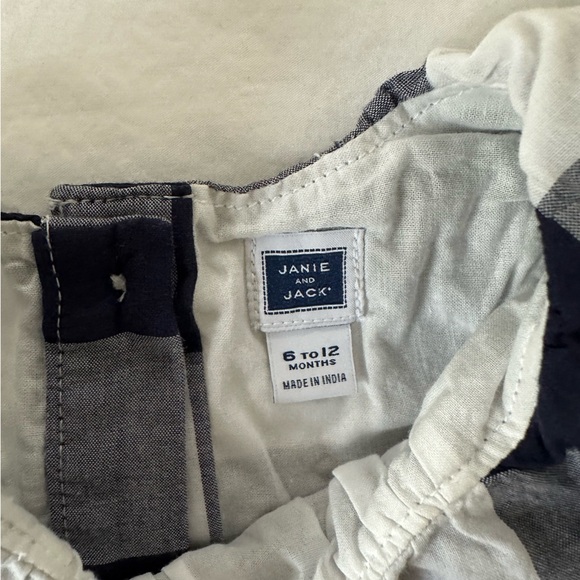 Janie & Jack Buffalo Plaid Dress Navy and White 6 to 12 months - Picture 3 of 7